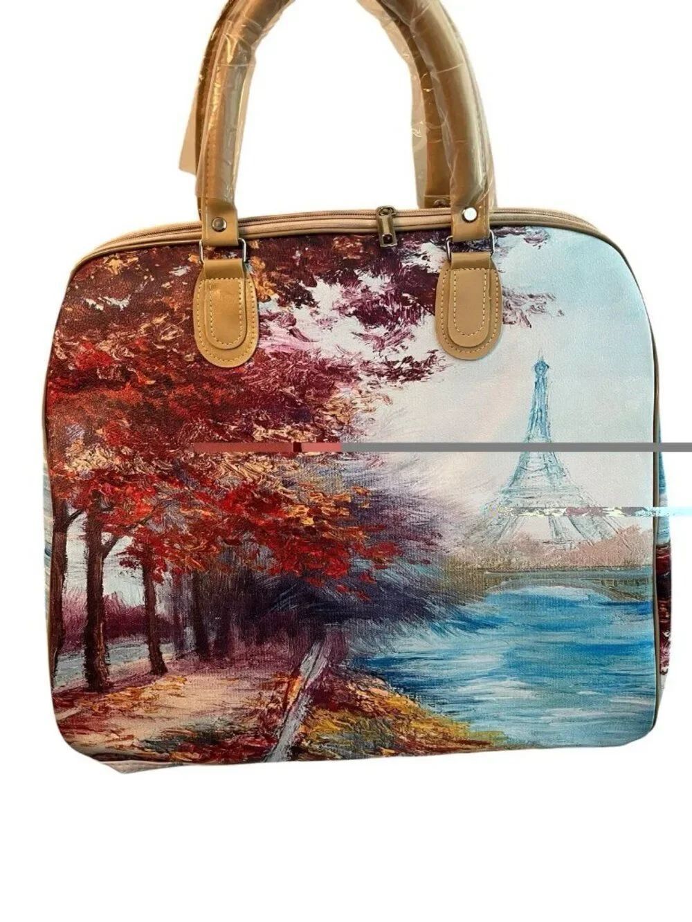 Paris France Eiffel Tower Purse ExtraLarge Tote Bag Shoulder Strap Handles NWT